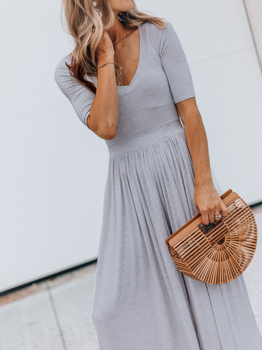 Scoop Neck Short Sleeve Jumpsuit Trendsi