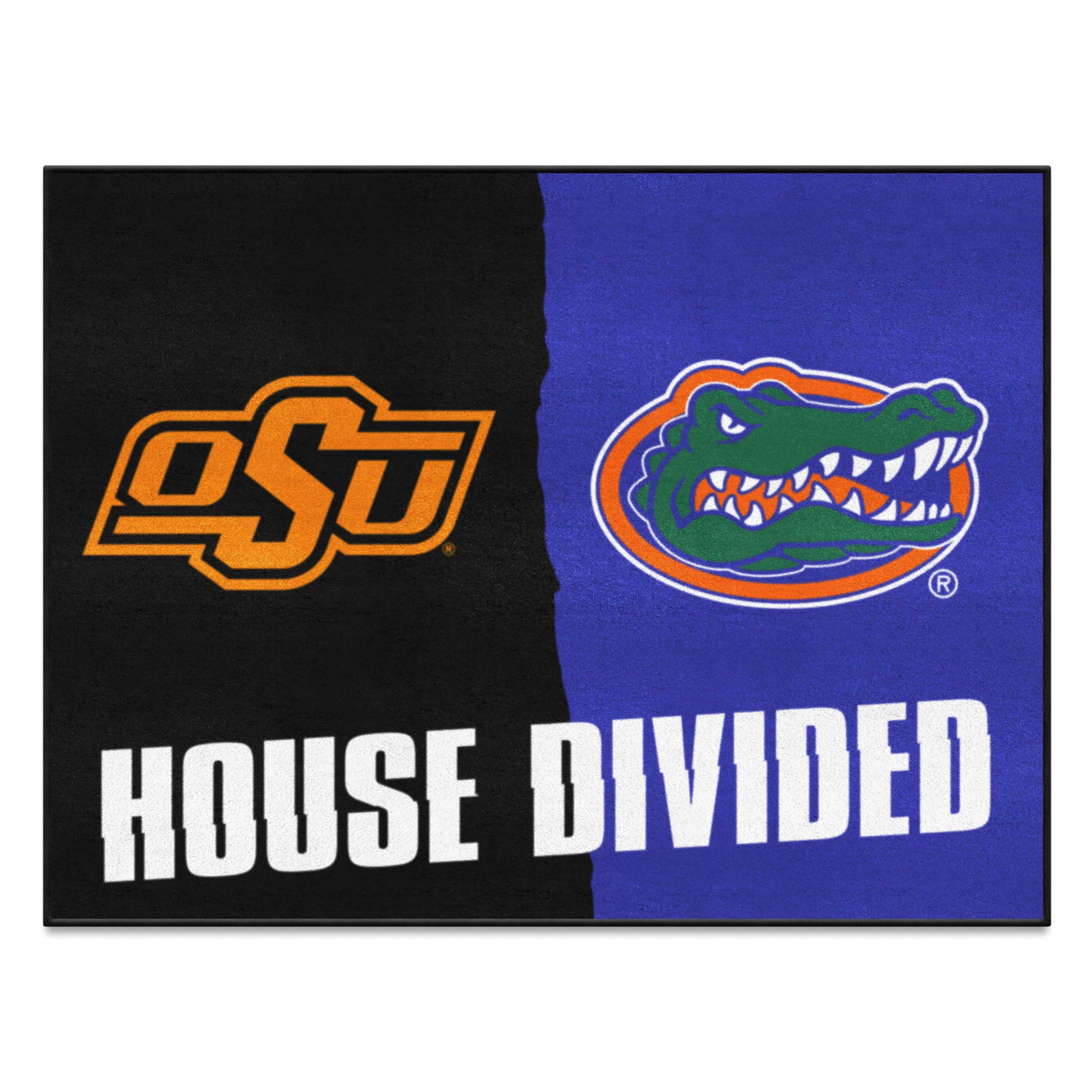 House Divided - Oklahoma State / Florida House Divided House Divided Rug - 34 in. x 42.5 in. - House Divided - Oklahoma State / Florida