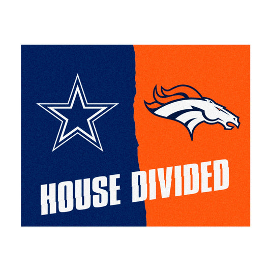 NFL House Divided - Cowboys / Broncos House Divided Rug - 34 in. x 42.5 in. - NFL House Divided - Cowboys / Broncos