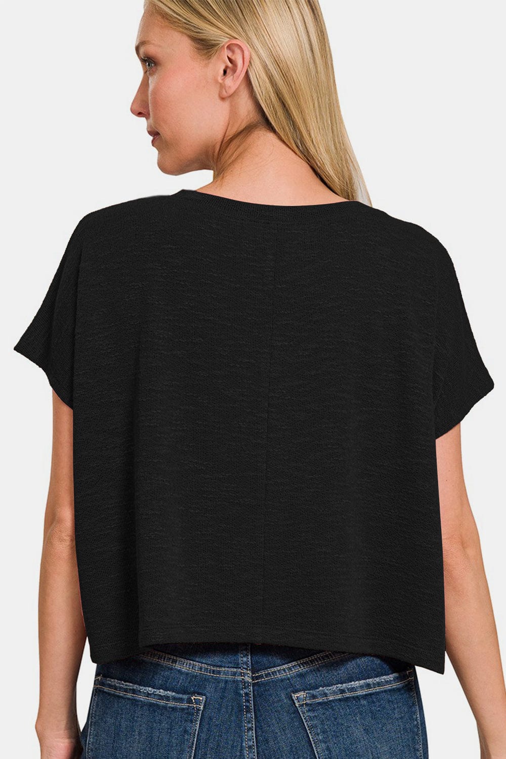 Zenana V-Neck Short Sleeve Crop T-Shirt Trendsi