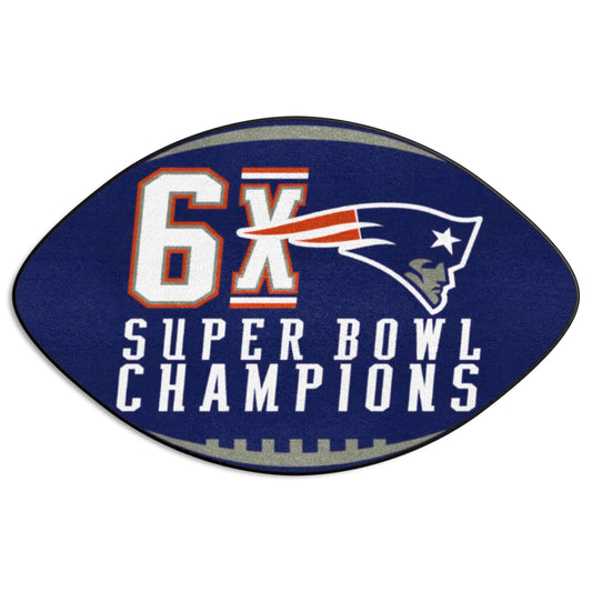 New England Patriots "6X Super Bowl Champions" Logo Football Rug - 20.5in. x 32.5in.