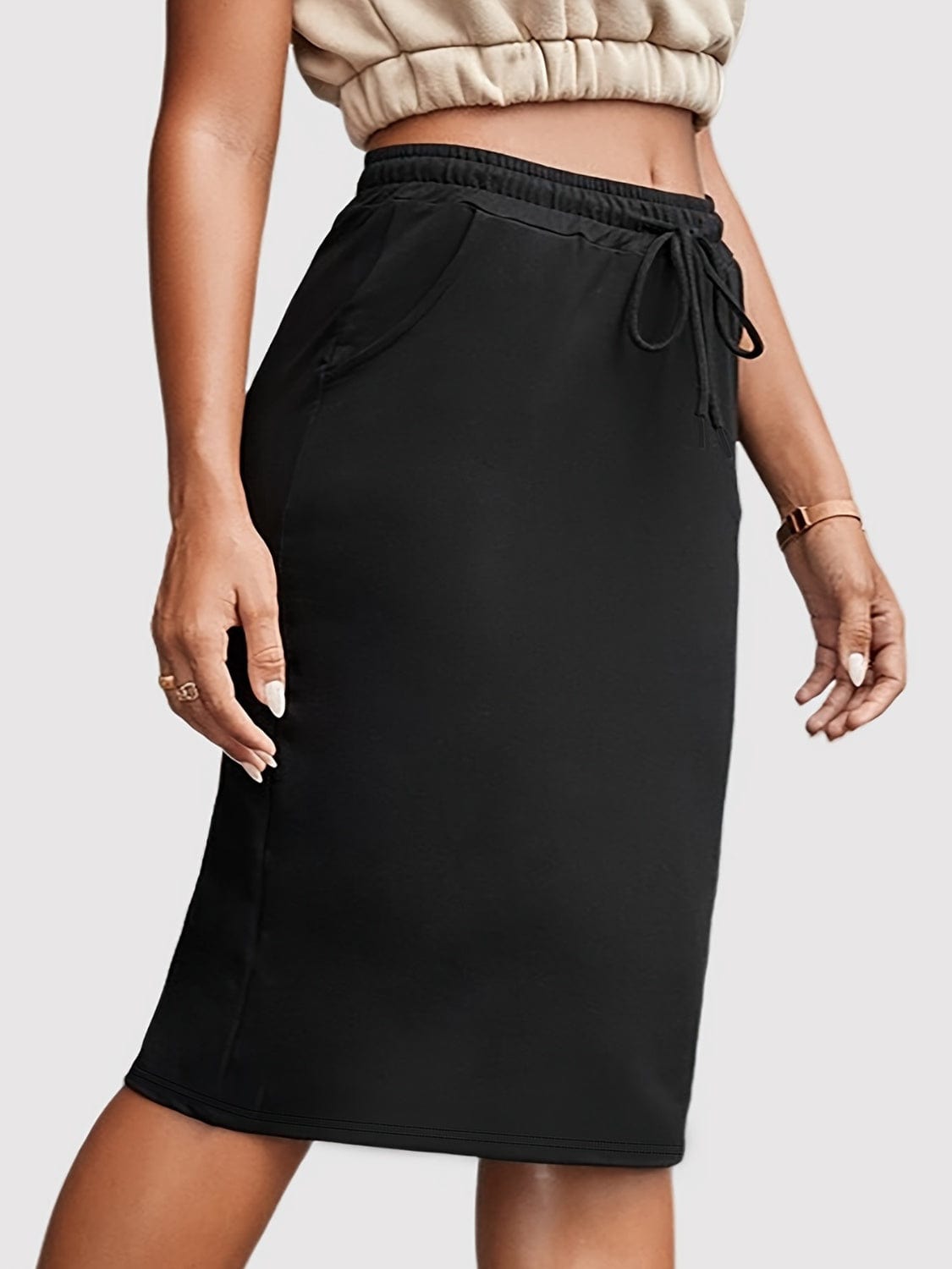 Drawstring Skirt with Pockets - Trendsi