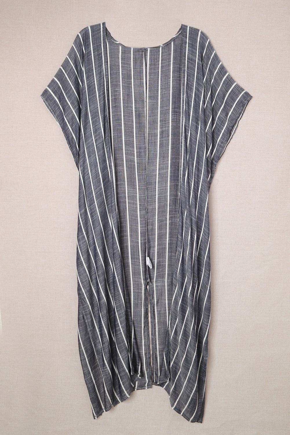 Striped Open Front Longline Cover Up - Flyclothing LLC