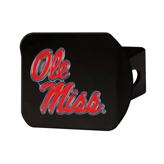 Ole Miss Rebels Black Metal Hitch Cover - 3D Color Emblem - Ole Miss