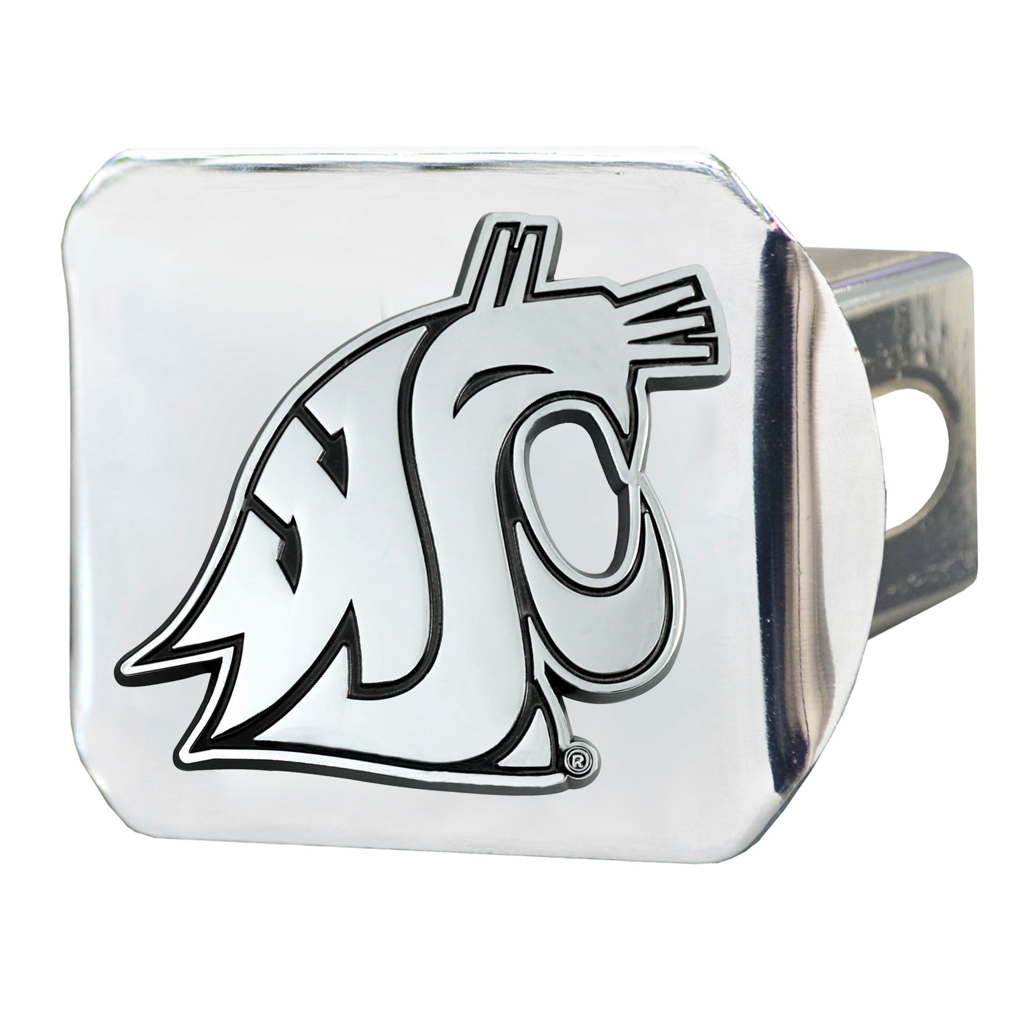 Washington State Cougars Chrome Metal Hitch Cover with Chrome Metal 3D Emblem