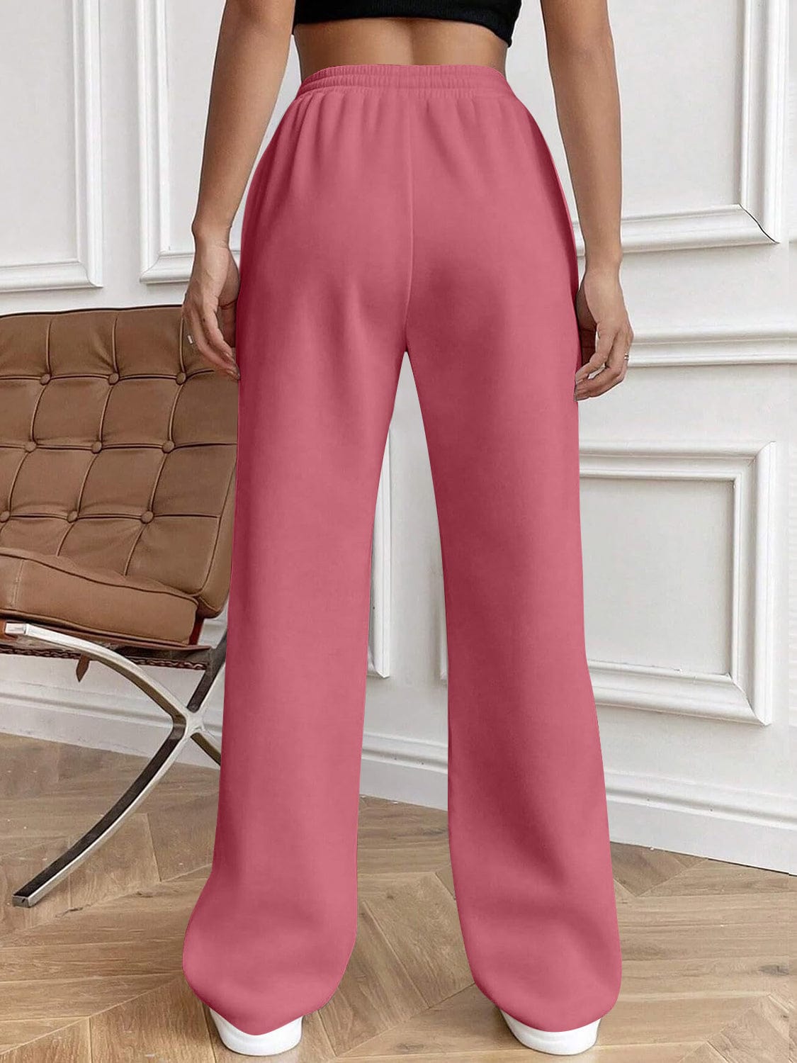 Drawstring Elastic Waist Pants with Pockets - Trendsi