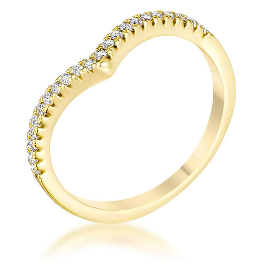 .22Ct Goldtone Chevron Ring with CZ - JGI