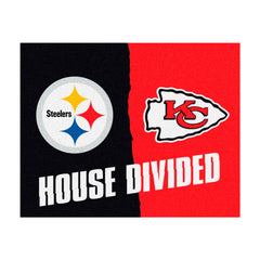 NFL House Divided - Steelers /Chiefs House Divided Rug - 34 in. x 42.5 in. - NFL House Divided - Steelers / Chiefs