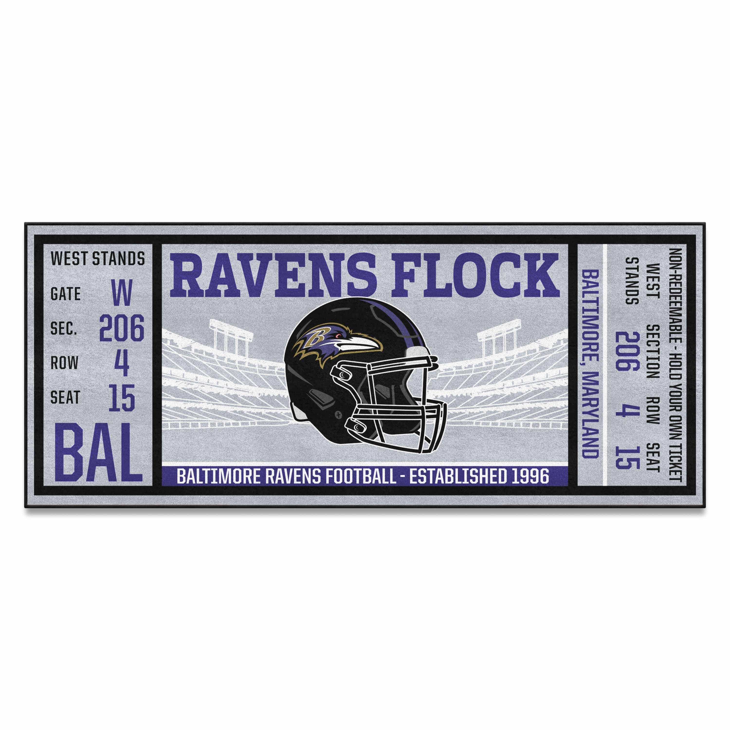 Baltimore Ravens Ticket Runner Rug - 30in. x 72in. - Baltimore Ravens