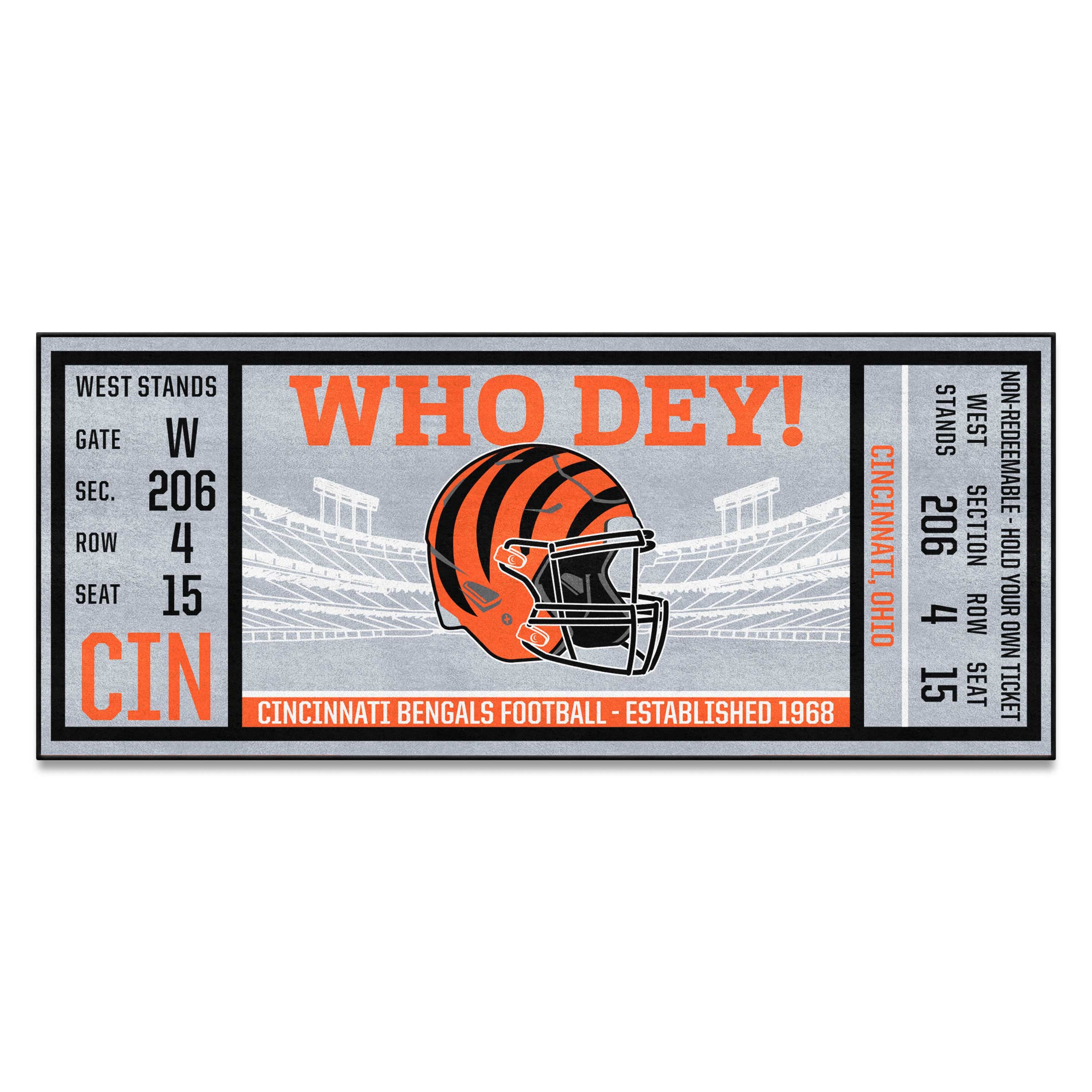 Cincinnati Bengals Ticket Runner Rug - 30in. x 72in.