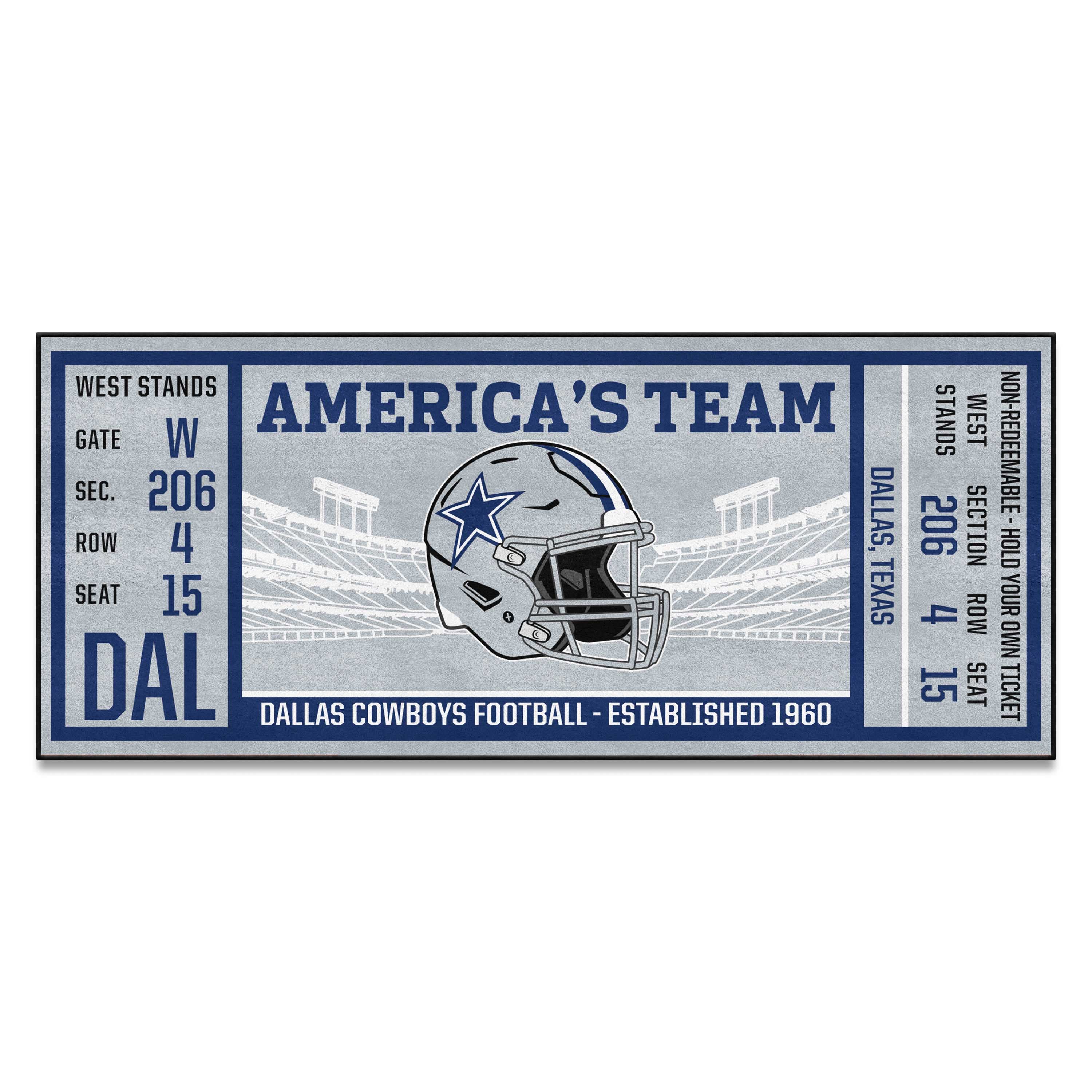 Dallas Cowboys Ticket Runner Rug - 30in. x 72in. - Dallas Cowboys