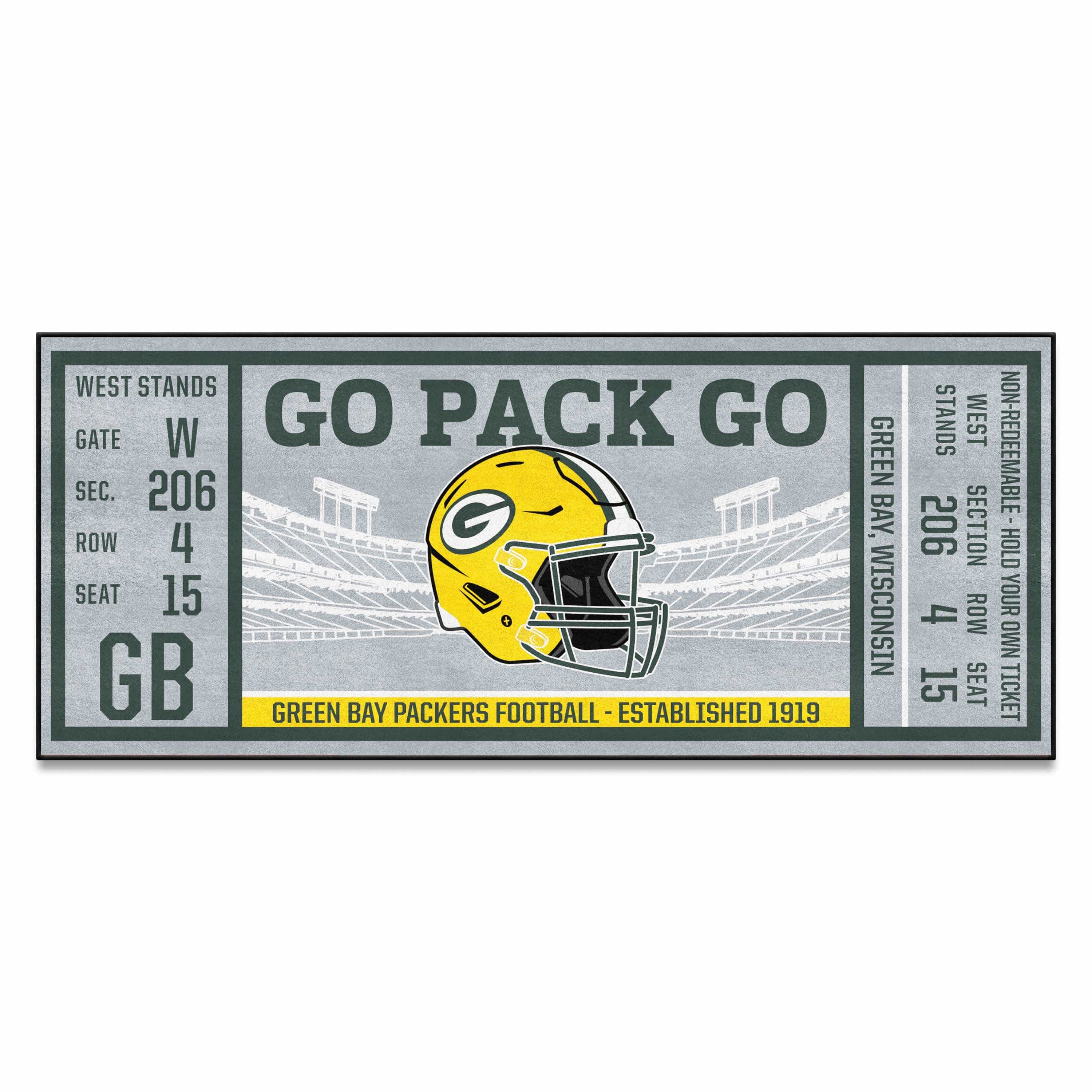 Green Bay Packers Ticket Runner Rug - 30in. x 72in. - Green Bay Packers