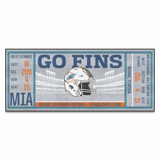 Miami Dolphins Ticket Runner Rug - 30in. x 72in.