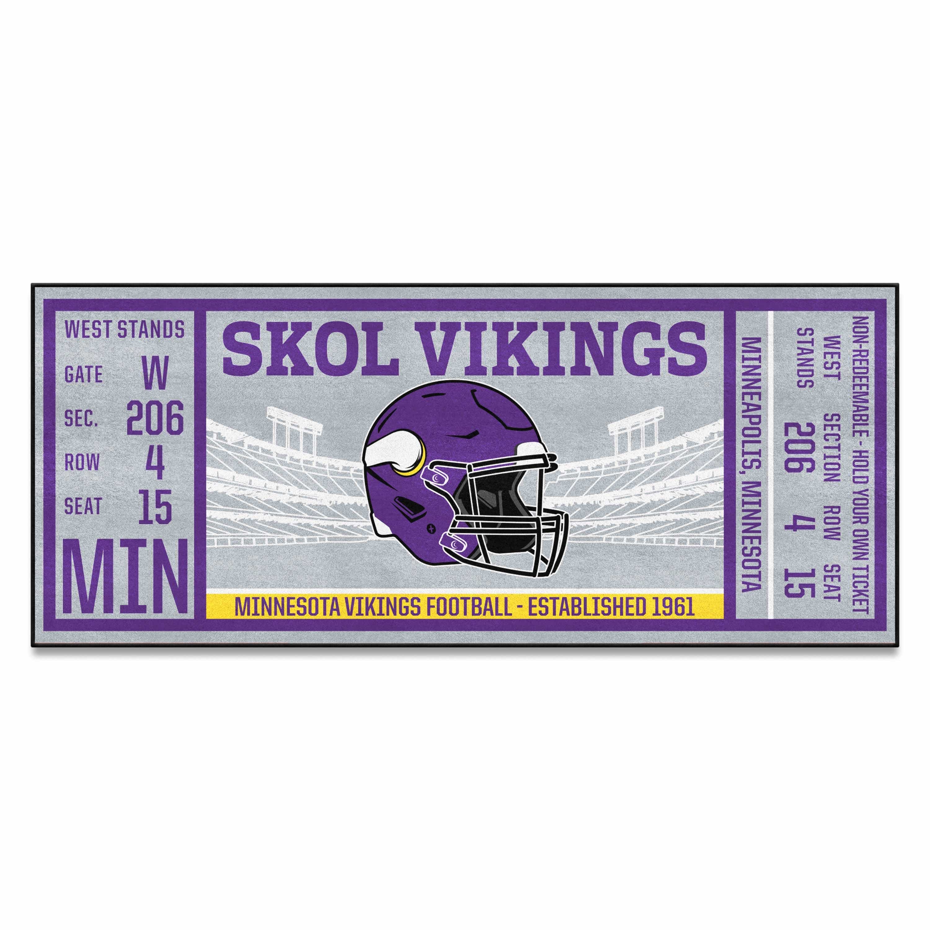 Minnesota Vikings Ticket Runner Rug - 30in. x 72in.