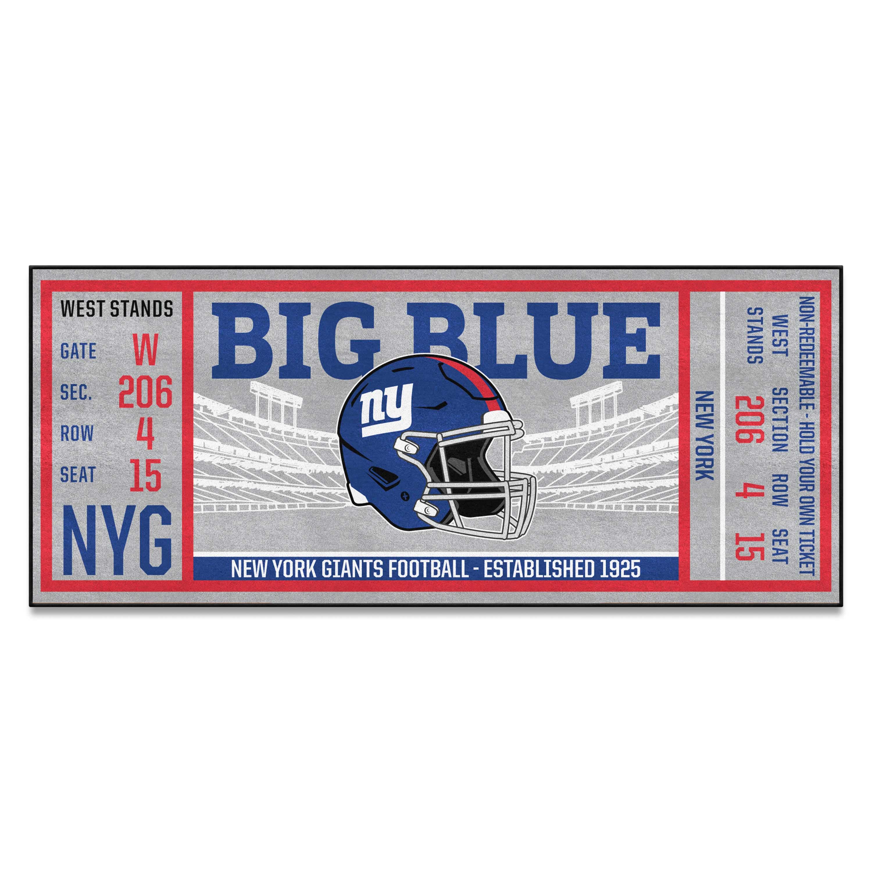 New York Giants Ticket Runner Rug - 30in. x 72in.