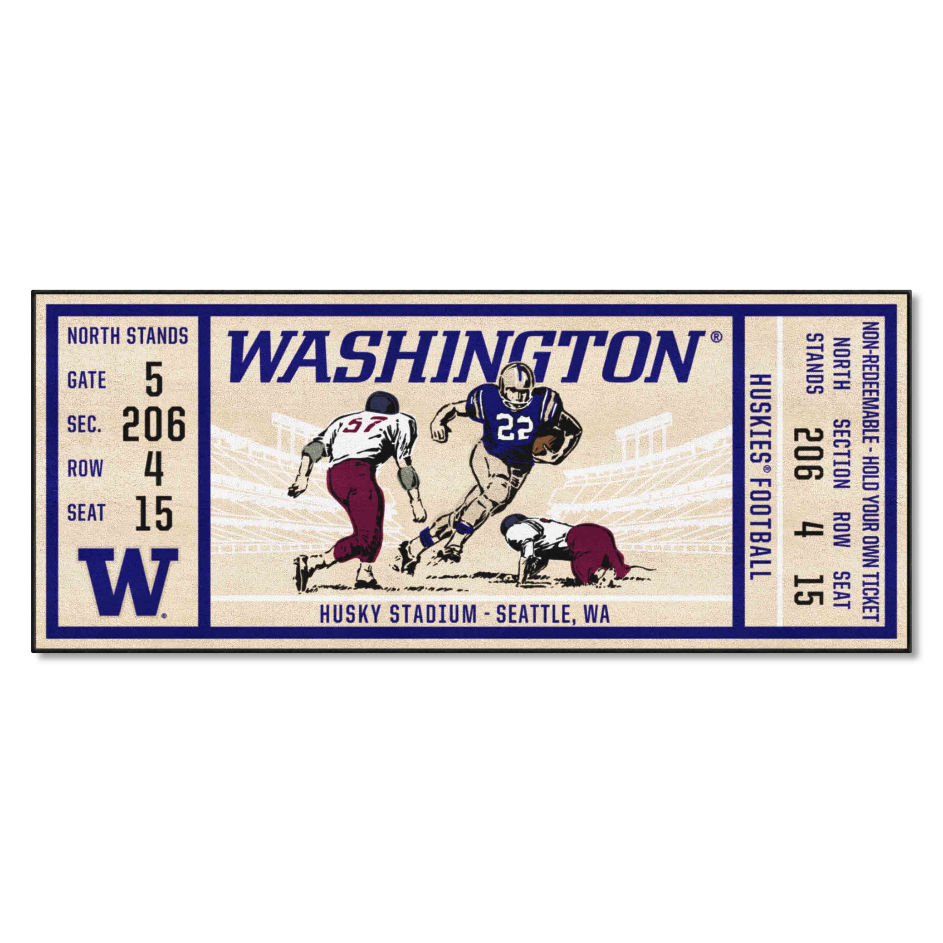 Washington Huskies Ticket Runner Rug - 30in. x 72in.