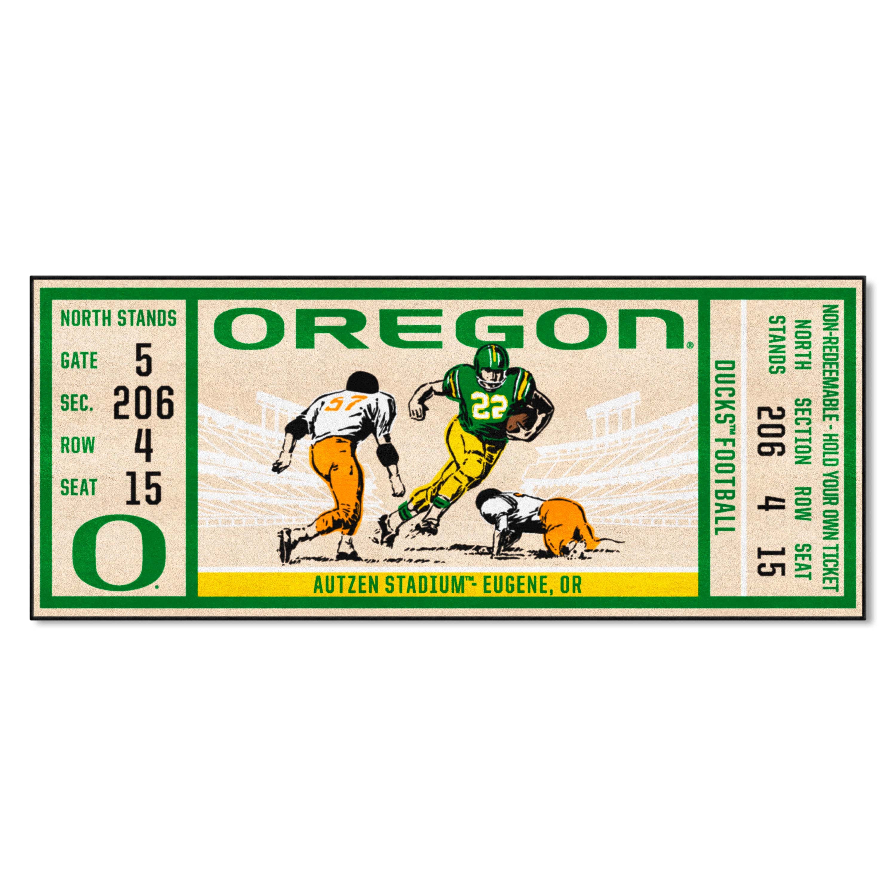 Oregon Ducks Ticket Runner Rug - 30in. x 72in.