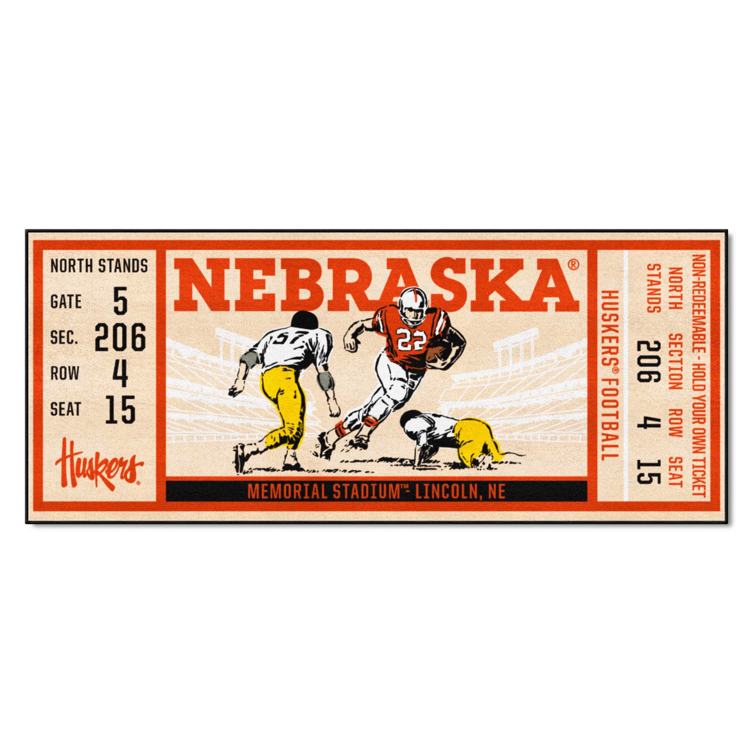 Nebraska Cornhuskers Ticket Runner Rug - 30in. x 72in. - Nebraska