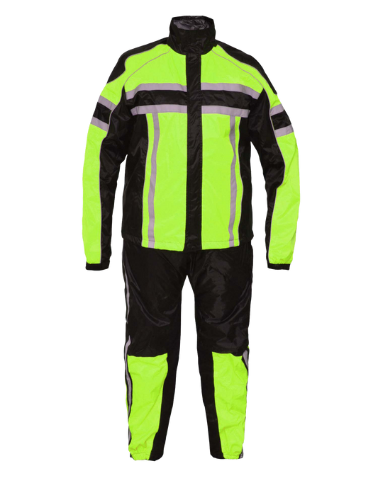 Unik International Mens REVOLUTION GEAR Hi-Viz nylon rainsuit