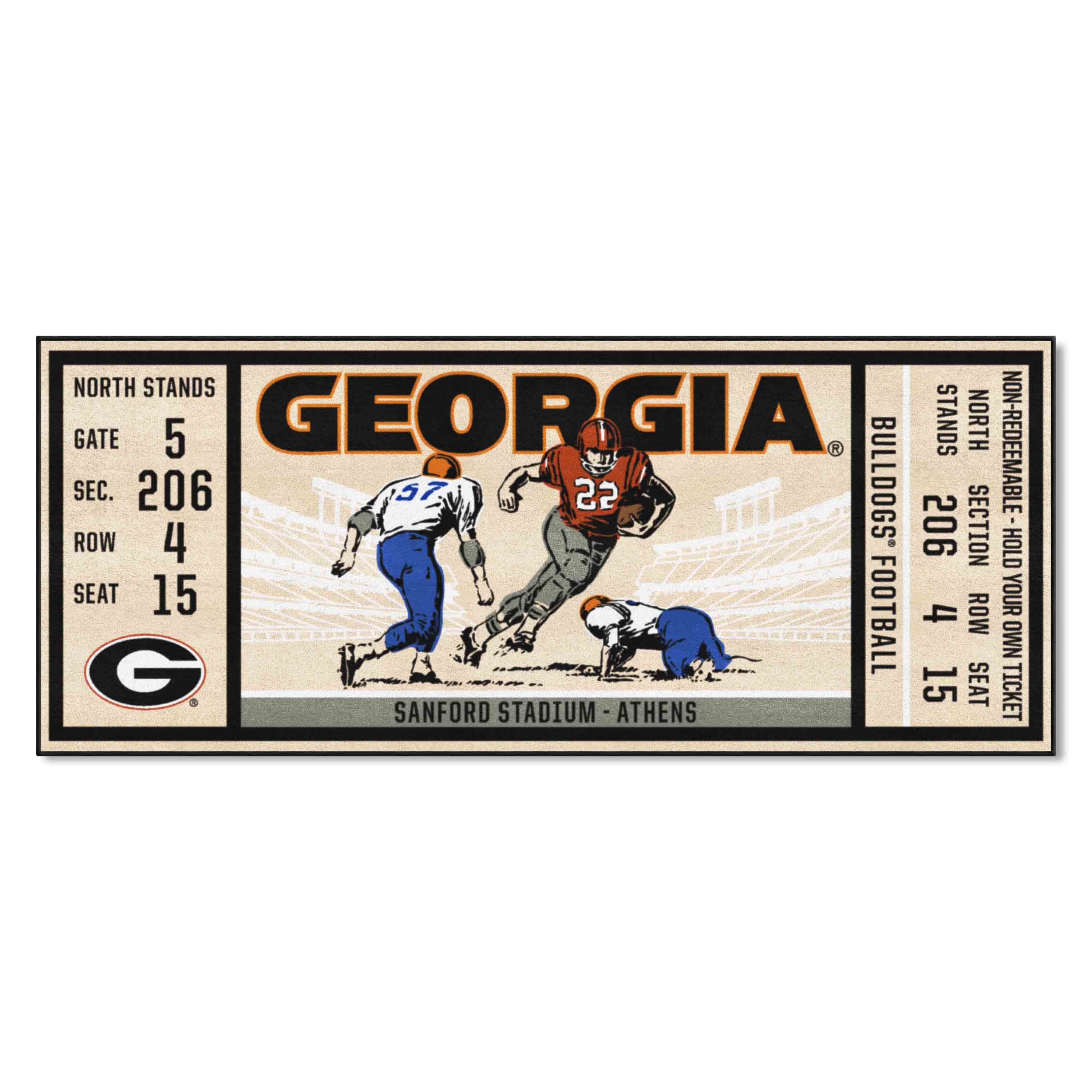 Georgia Bulldogs Ticket Runner Rug - 30in. x 72in.