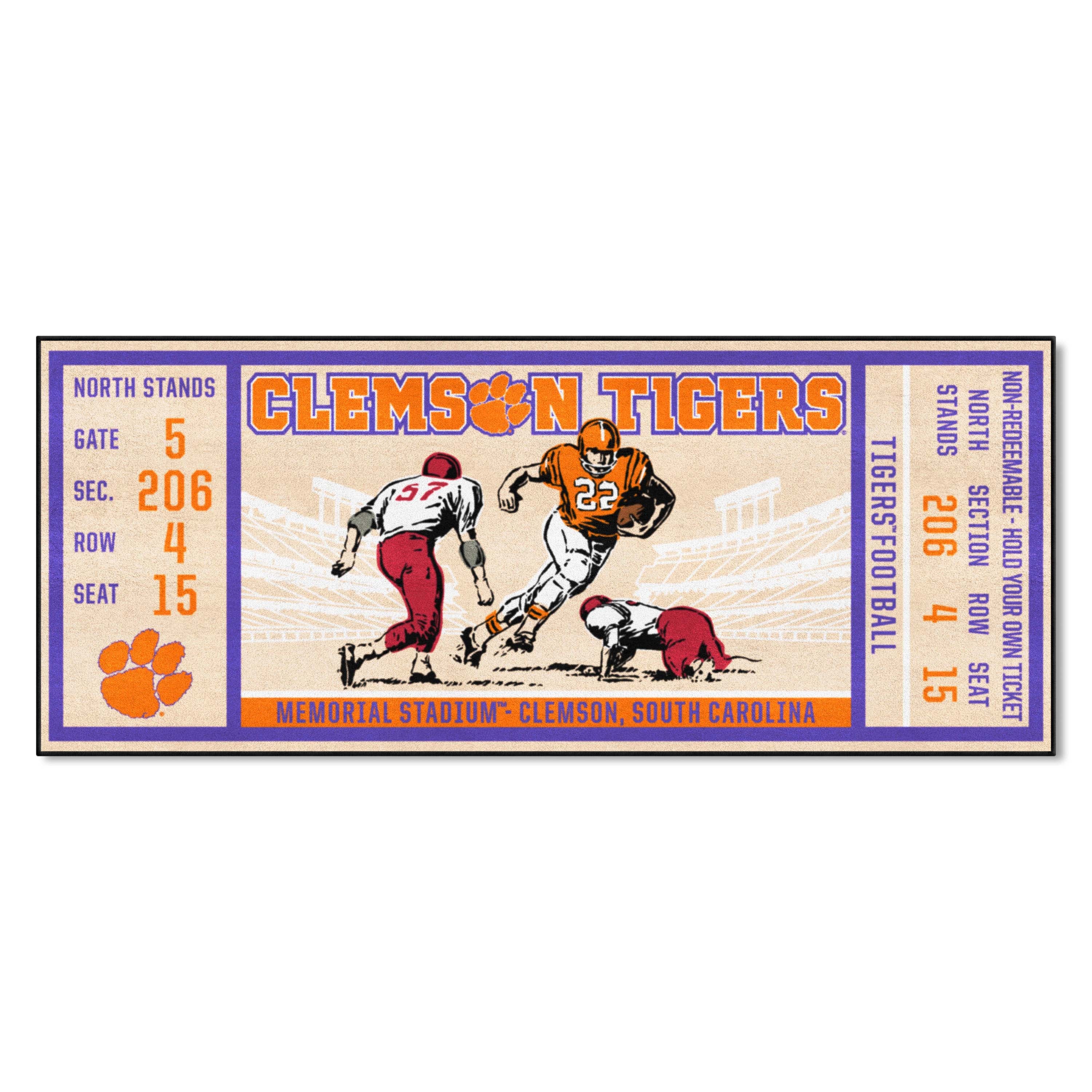 Clemson Tigers Ticket Runner Rug - 30in. x 72in. - Clemson