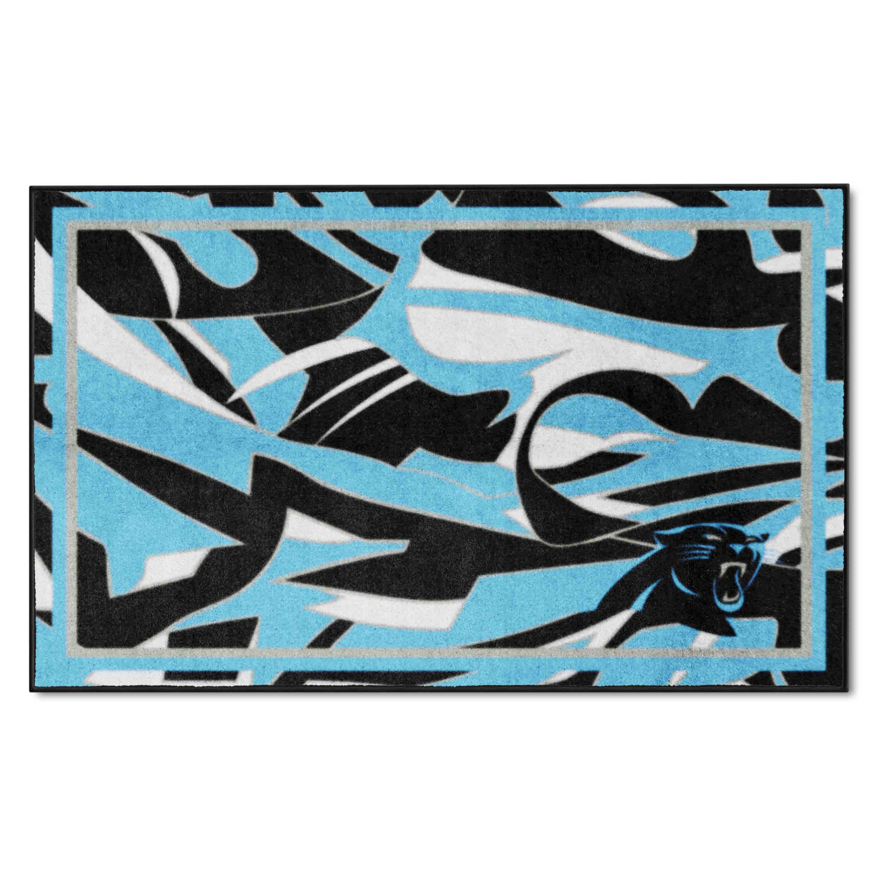 Carolina Panthers 4ft. x 6ft. Plush Area Rug XFIT Design - Carolina Panthers