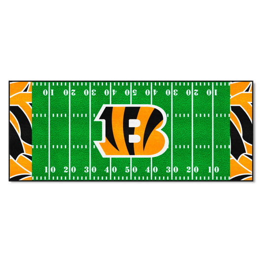 Cincinnati Bengals Football Field Runner Mat - 30in. x 72in. XFIT Design - Cincinnati Bengals