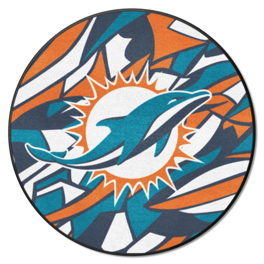 Miami Dolphins Roundel Rug - 27in. Diameter XFIT Design - Miami Dolphins