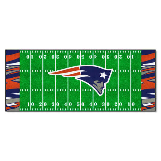 New England Patriots Football Field Runner Mat - 30in. x 72in. XFIT Design - New England Patriots