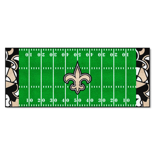 New Orleans Saints Football Field Runner Mat - 30in. x 72in. XFIT Design - New Orleans Saints