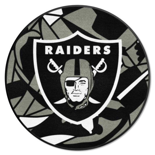 Las Vegas Raiders Roundel Rug - 27in. Diameter XFIT Design