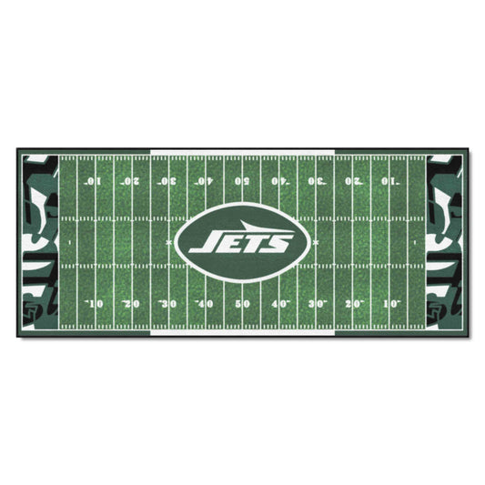 New York Jets Football Field Runner Mat - 30in. x 72in. XFIT Design