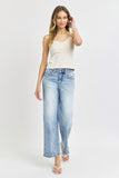 RISEN Full Size Tummy Control High Rise Crop Wide Leg Jeans - Trendsi