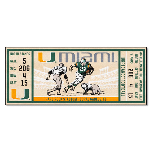 Miami Hurricanes Ticket Runner Rug - 30in. x 72in.