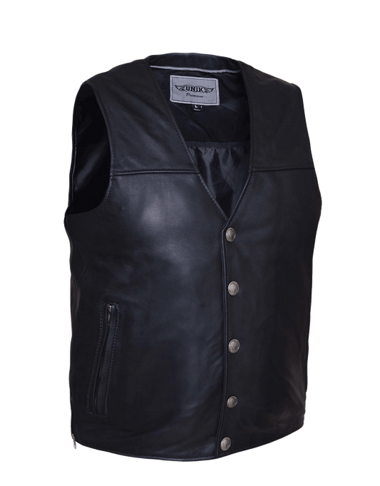 Unik International Mens Cowhide Leather Vest