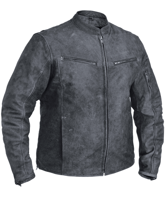 Unik International Mens COWHIDE TOMBSTONE GREY Jacket