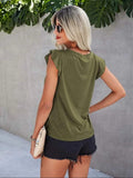 Ruffled Round Neck Cap Sleeve T-Shirt - Flyclothing LLC