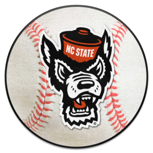 NC State Wolfpack Baseball Rug - 27in. Diameter, Wolf Logo - NC State