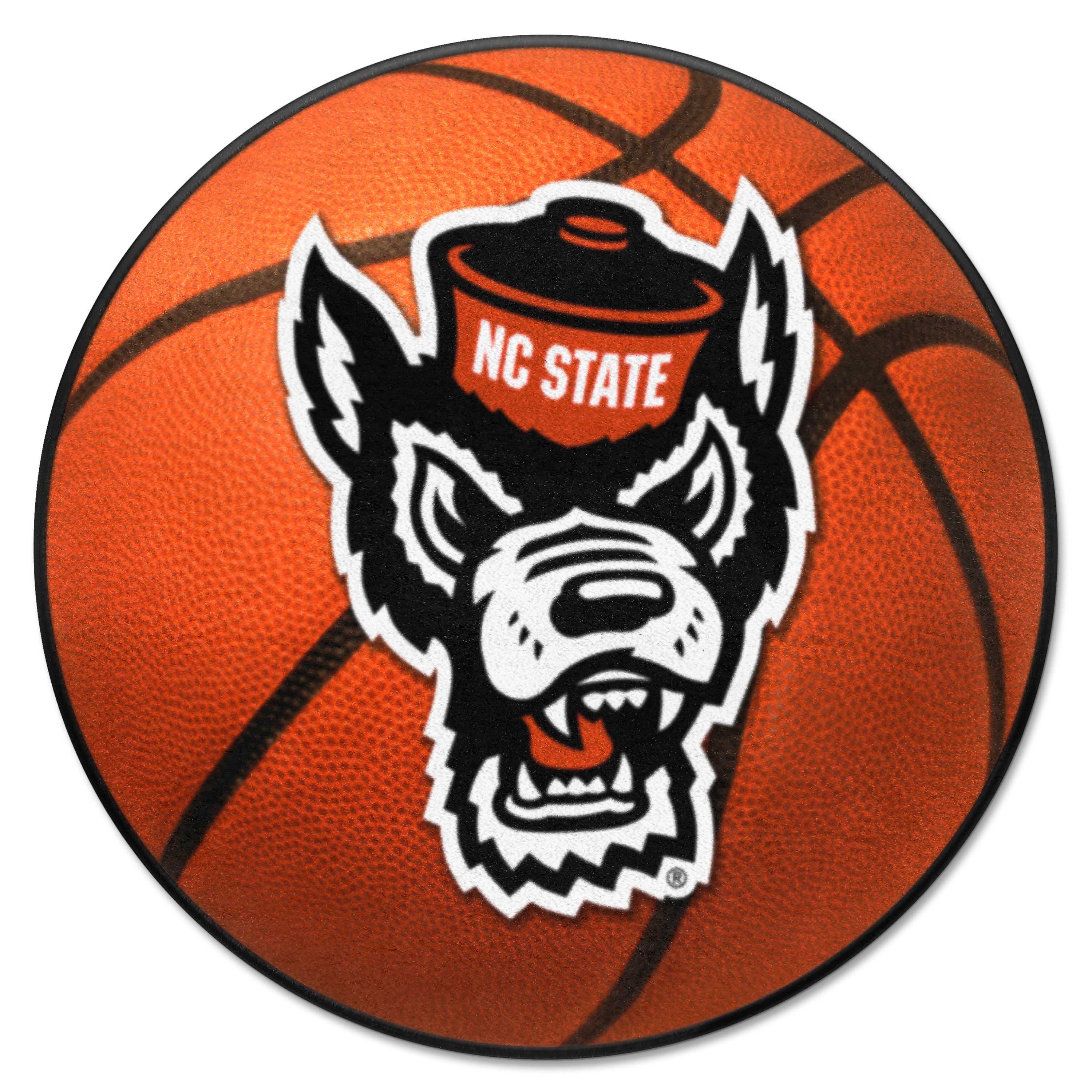 NC State Wolfpack Basketball Rug - 27in. Diameter, Wolf Logo - NC State