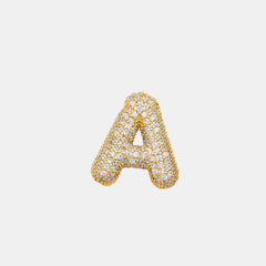 Gold-Plated Inlaid Zircon Letter Necklace - Trendsi