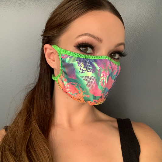 Roma Costume Snake Print Face Mask Multi Rainbow