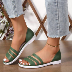 PU Leather Three-Strap Sandals - Trendsi