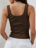 Lace Detail Square Neck Tank - Trendsi