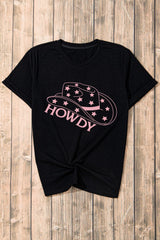 HOWDY Round Neck Short Sleeve T-Shirt - Trendsi