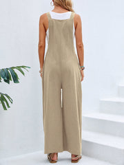 Full Size Square Neck Wide Strap Overalls - Trendsi