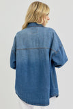 RISEN Full Size Snap Down Long Sleeve Denim Shacket - Trendsi