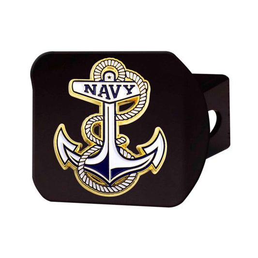 Naval Acdemy Black Metal Hitch Cover - 3D Color Emblem