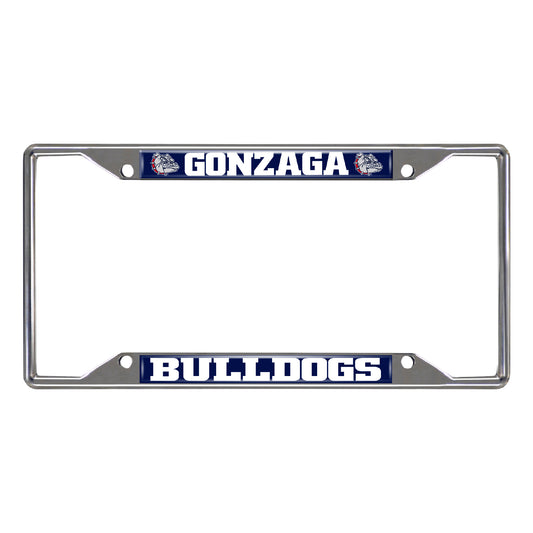 Gonzaga Bulldogs Chrome Metal License Plate Frame, 6.25in x 12.25in