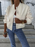 Baseball Collar Dropped Shoulder Jacket - Trendsi