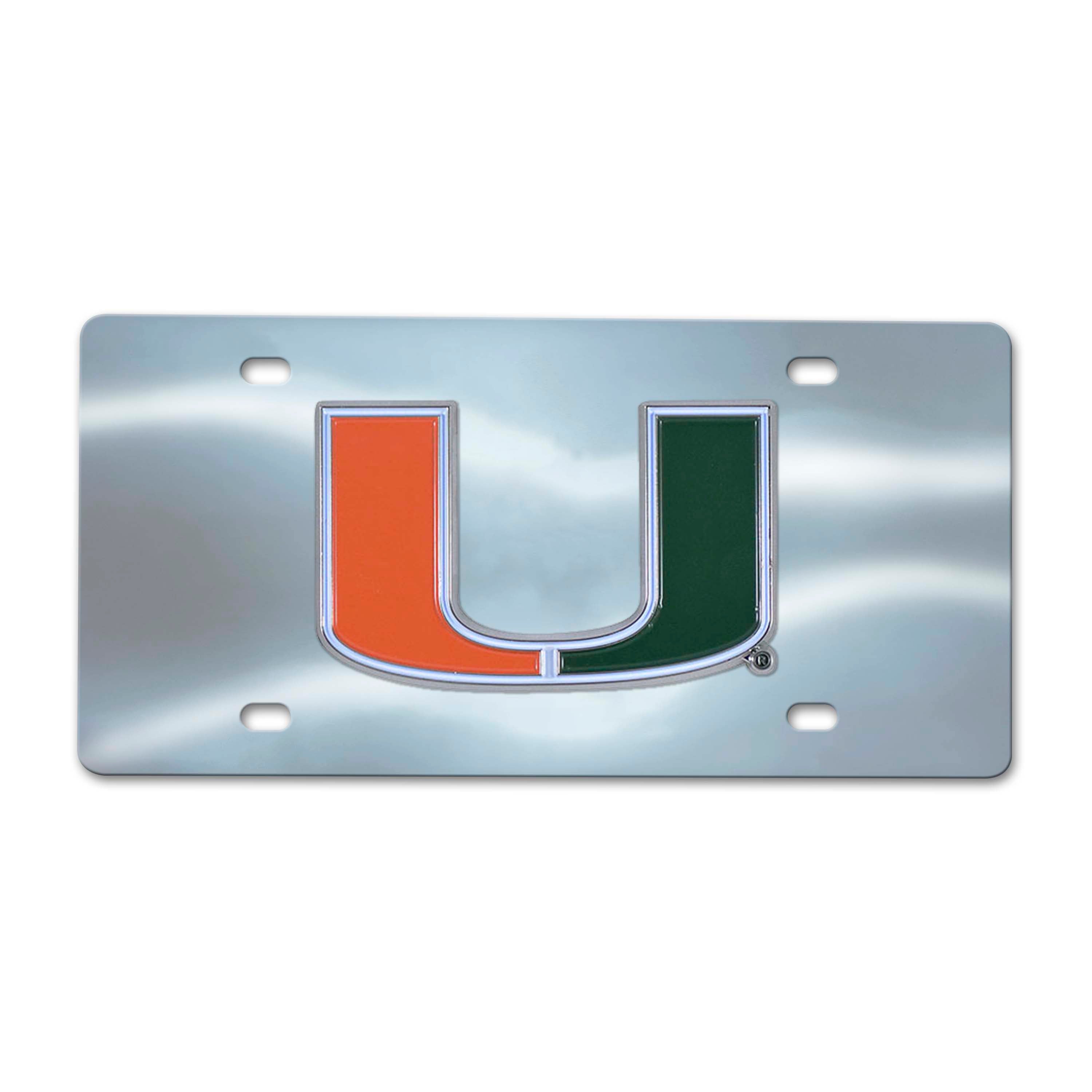 Miami Hurricanes 3D Stainless Steel License Plate